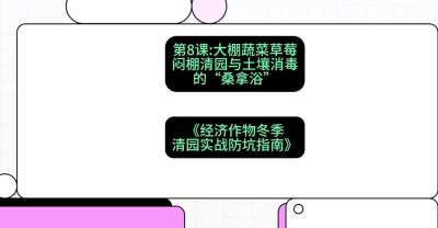 第8节：【大棚蔬菜草莓】闷棚清园与土壤消毒的&ldquo;桑拿浴&rdquo;，课程：《经济作物冬季清园&middot;实战防坑指南》#识农AI